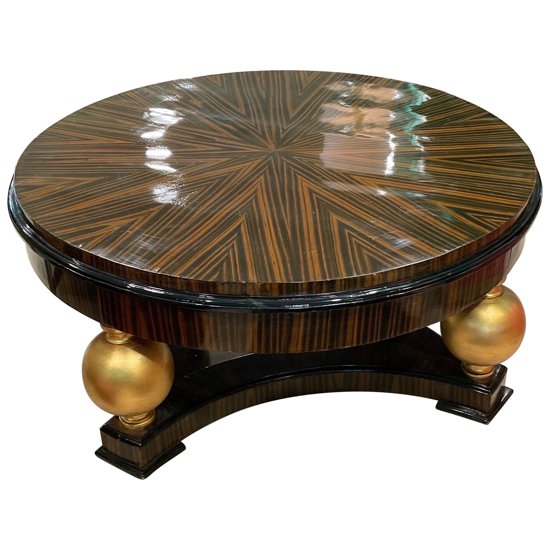 Table basse Art déco suédoise des années 1940 en bois de zébrano