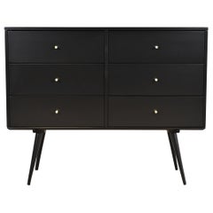 Paul McCobb Planner Group Black Lacquered Chest Of Drawers or Credenza, Newly Refinished