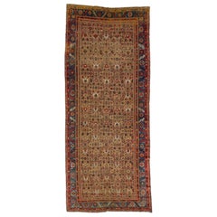 Brown Antique Bakshaish Persian Handmade Wool Rug with Allover Pattern