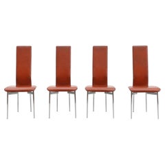 Set of 4 'S44' High Back Cognac Leather Chairs by Vegni & Gualtierotti for Fasem