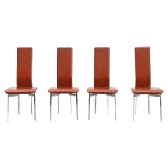 Set di 4 sedie con schienale alto 'S44' in pelle cognac di Vegni & Gualtierotti per Fasem