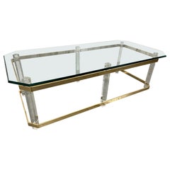 Lucite & Brass Cocktail Table, 1980s