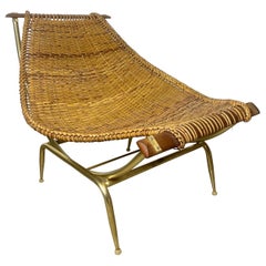 Vintage Rattan “Fish” Chaise Lounge by Troy Sunshade