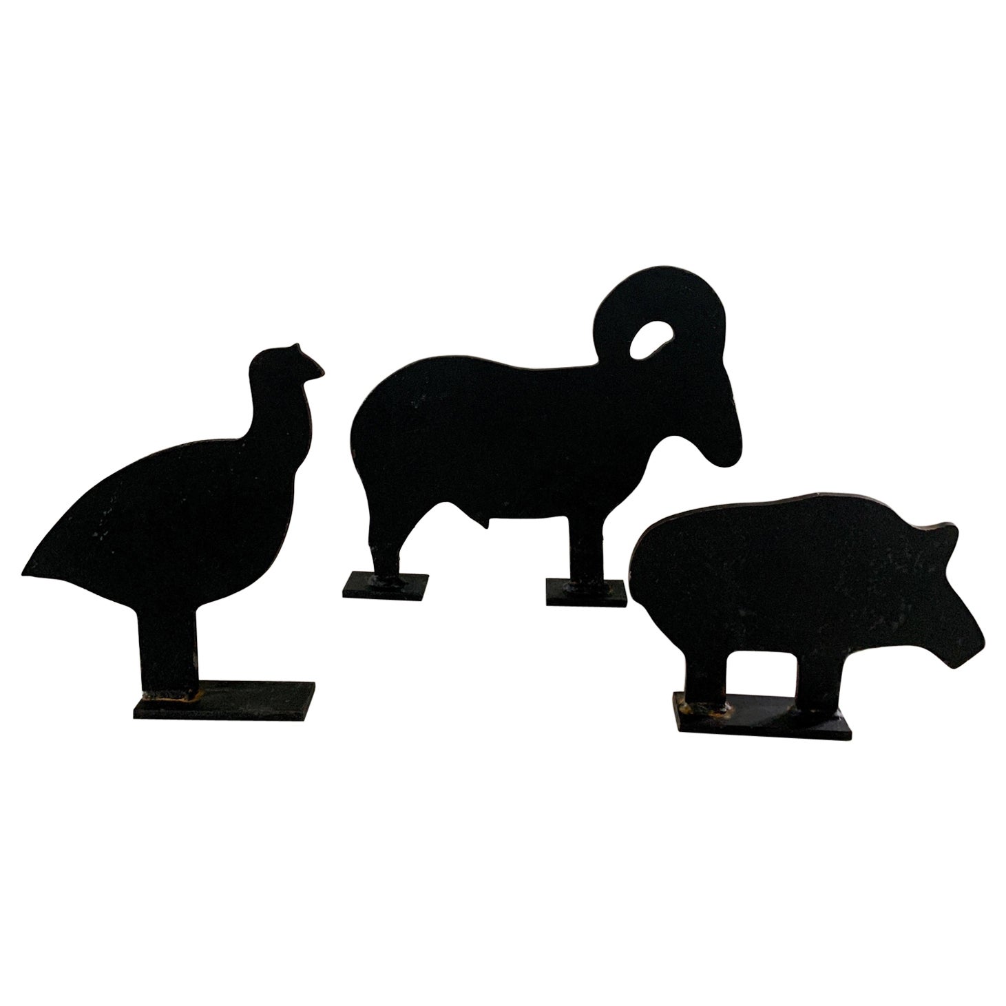 Butoirs de porte vintage en fonte avec silhouette d'animaux de la ferme, lot de 3