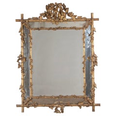 Antique 19th Century French Giltwood Cushion Mirror