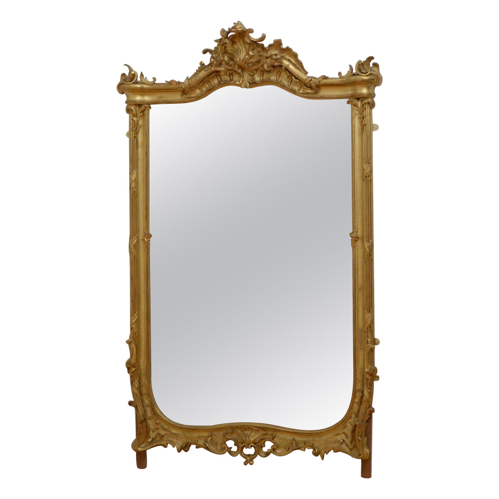 Miroir de pilier ancien doré, H168 cm en vente
