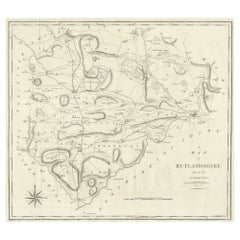 Grande carte ancienne du comté de Ruthlandshire, Angleterre