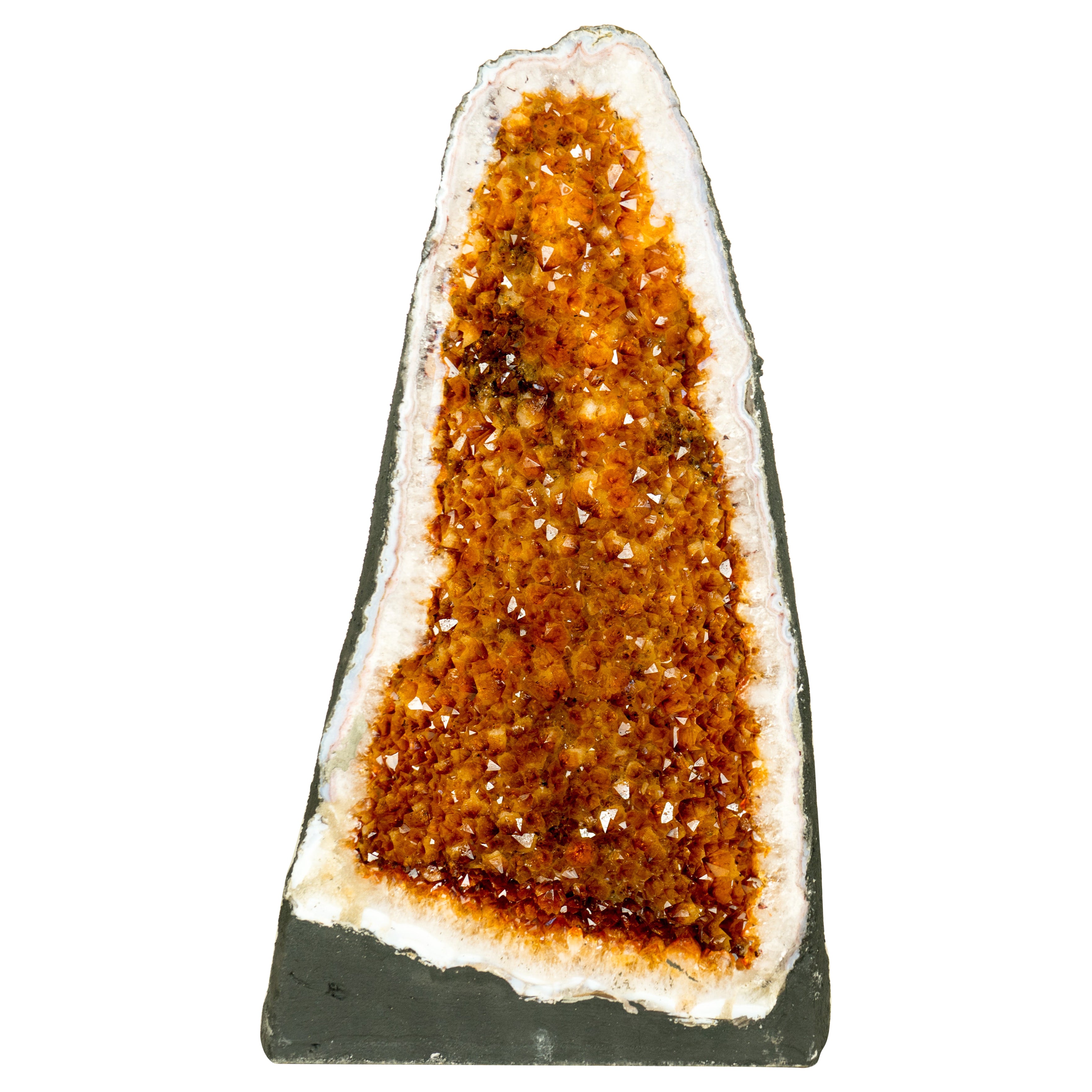 AAA Grade Citrine Geode Cathedral with Sparkly, Rich Orange Druzy For Sale