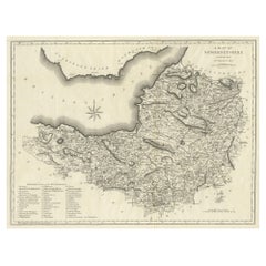 Large Antique County Map of Somersetshire, England