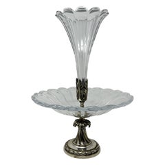 Antique French Silver on Bronze Baccarat Epergne circa 1865-75