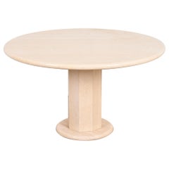 Modern Italian Travertine Round Pedestal Dining or Center Table by Ello, 1970s