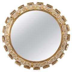 Palme & Walter - Miroir en plaqué or avec cristaux des années 1960 (signé)