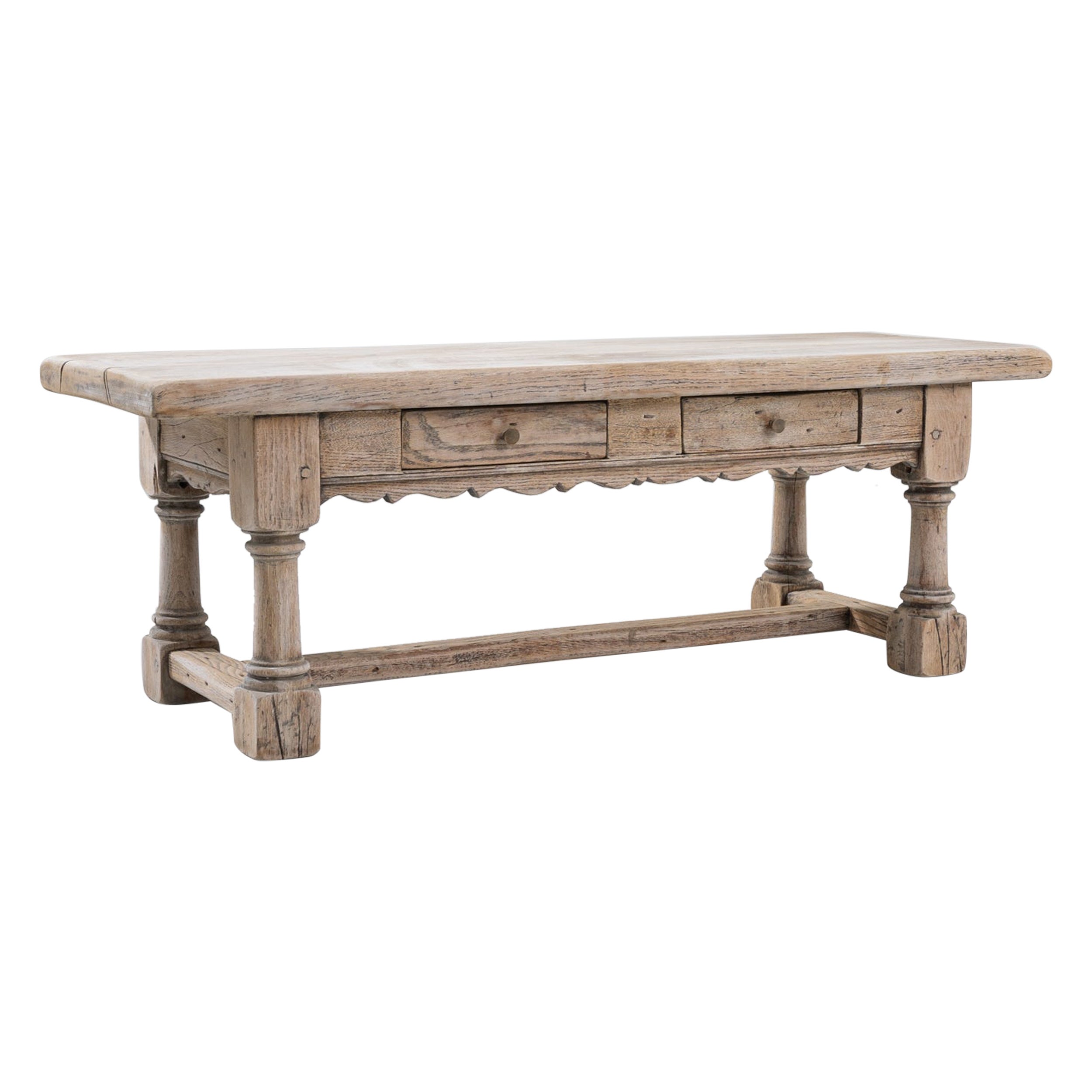 20th Century Belgian Bleached Oak Coffee Table