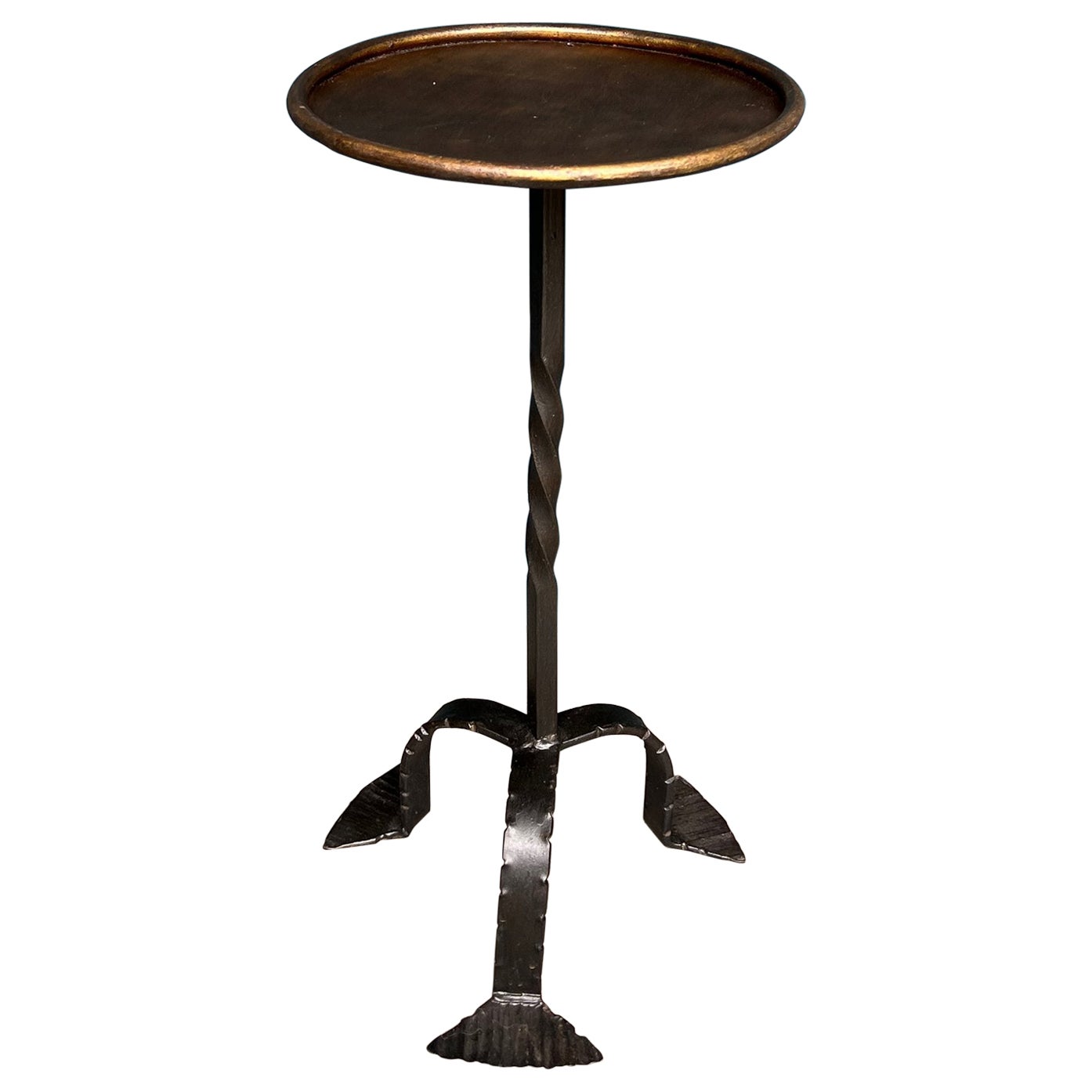 Spanish Gilt Iron Drinks Table with Black Tripod Base