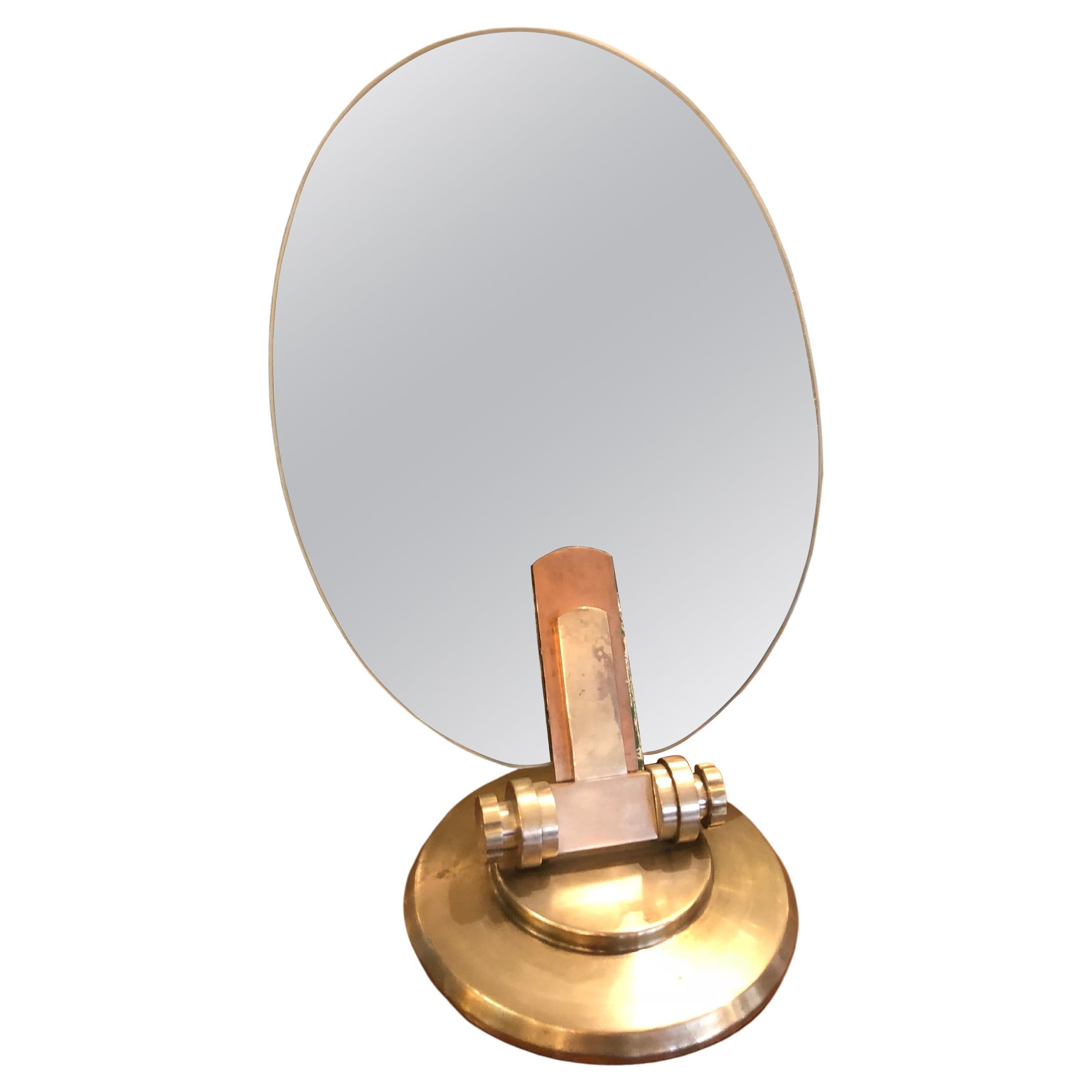 Großer Spiegel im Art déco-Stil, 1930, Italien, Materialien: Bronze und Spiegel