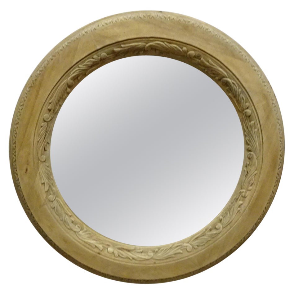 Unique Hand Carved Round Wall Mirror For Sale