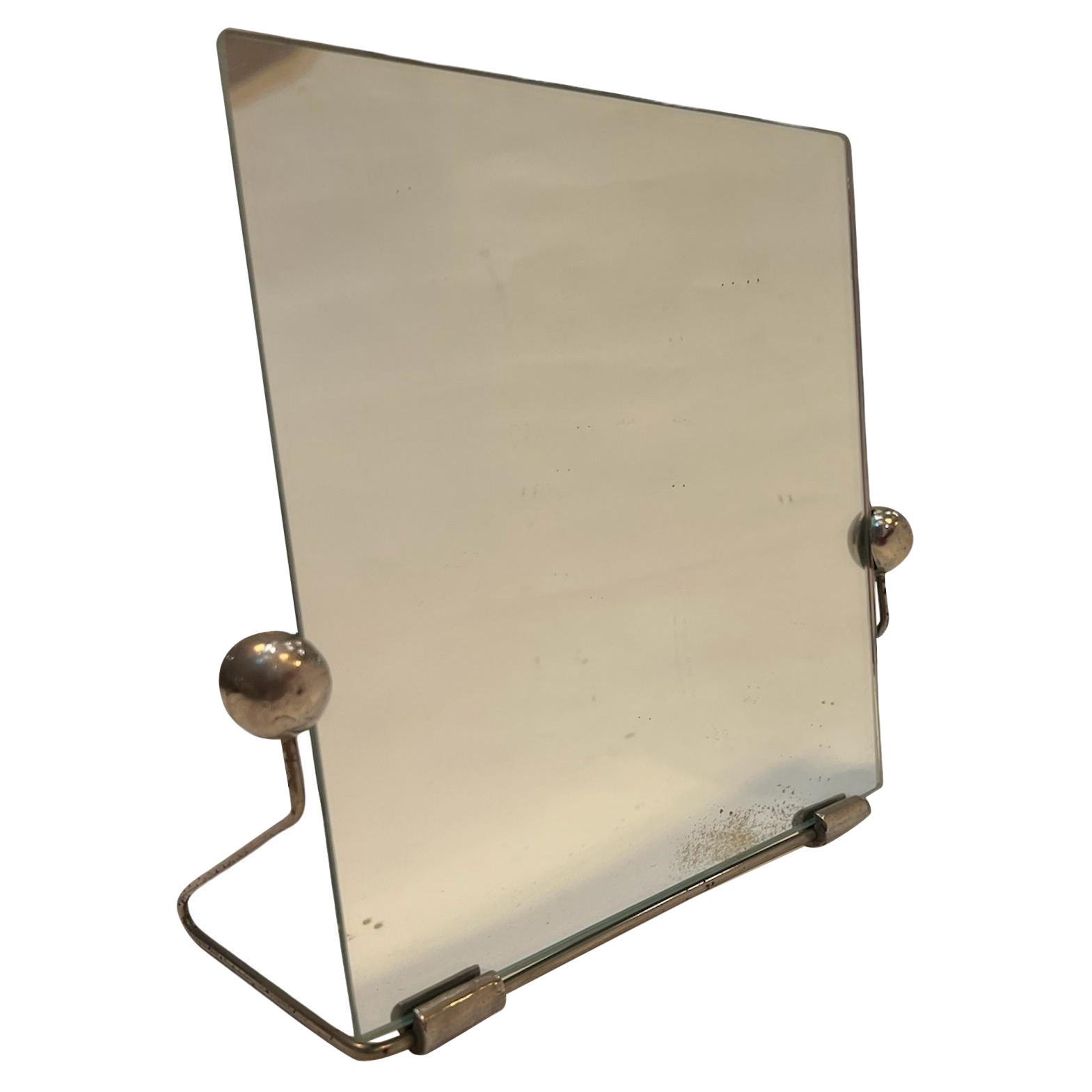 Mirror Art Deco, 1930, France, Materials: Chrome and Mirror For Sale