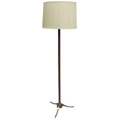 French 1930s Hand-Stitched Leather Floor Lamp in the Style of Jacques Adnet 6