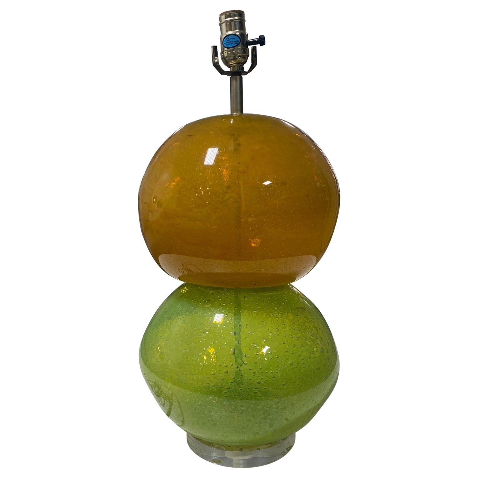 Mid-Century Modern Funky Colorful Blown Glass Art Table Lamp