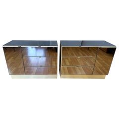 O.B. Solie for Ello Mirrored and Brass Bachelor Chest, circa 1980, Two Available
