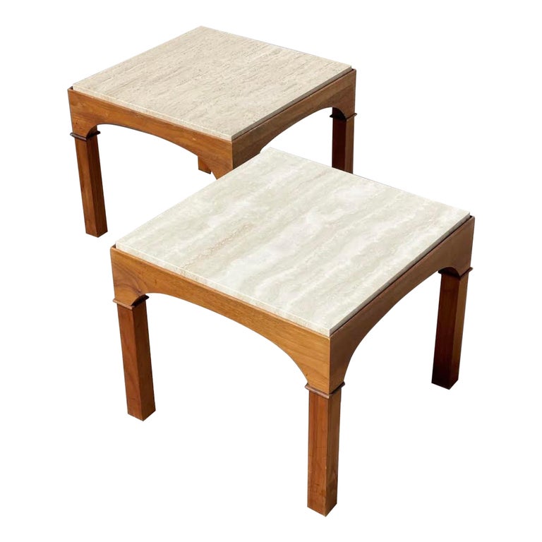 1970s Italian Travertine Stone Side Tables For Sale at 1stDibs