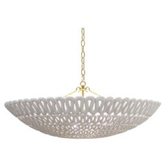 Oly Studio Pipa Modern Frost White Ribbon Bowl Chandelier, 1 in Stock