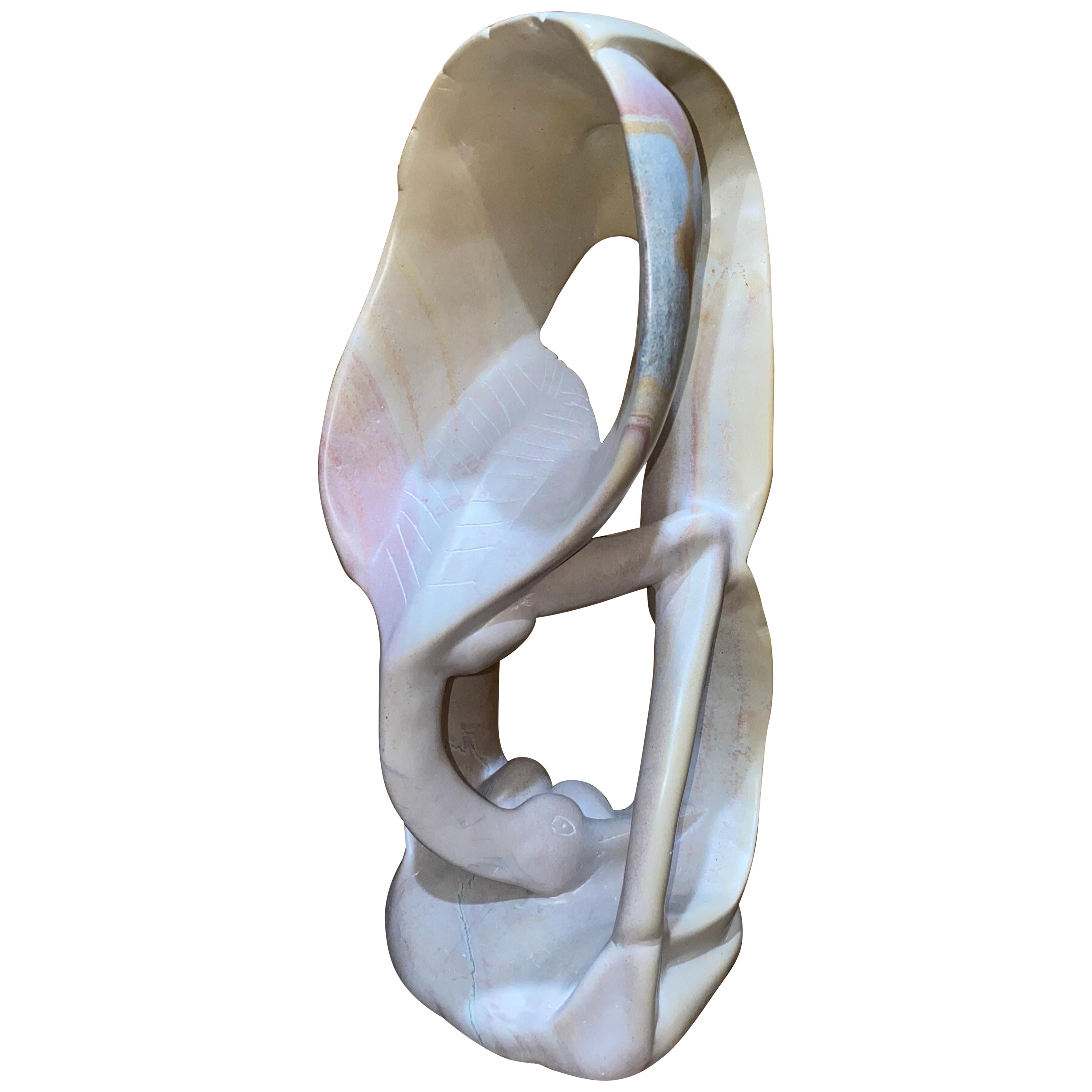 Modern Abstract Soapstone Flamingo Sculpture, 1980s For Sale