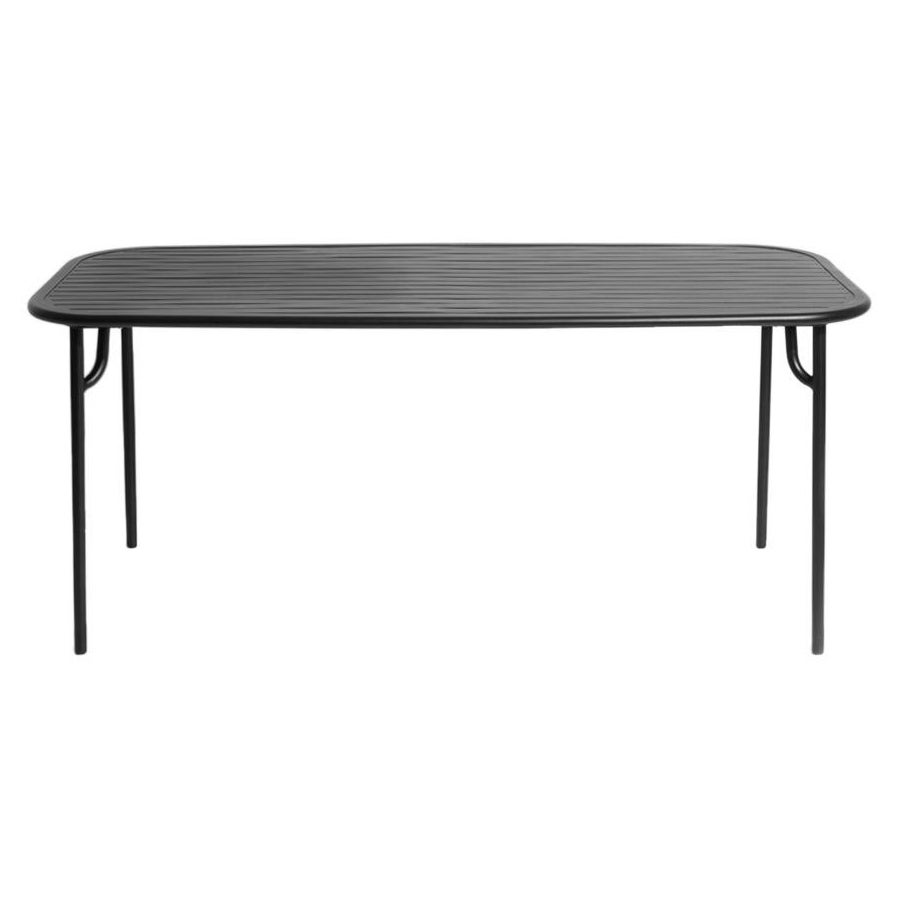 Petite Friture Week-End Medium Rectangular Dining Table in Black with Slats For Sale