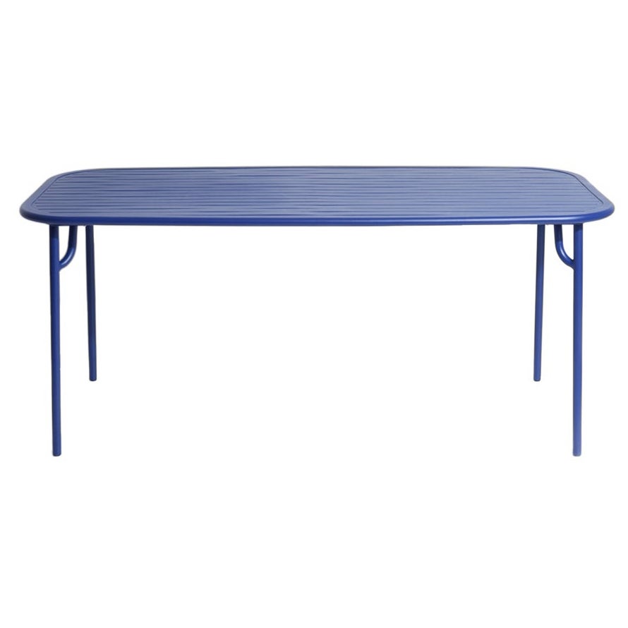Petite Friture Week-End Medium Rectangular Dining Table in Blue with Slats For Sale