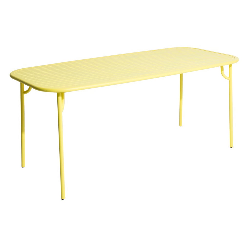 Petite table de salle à manger rectangulaire moyenne Week-end de Friture en jaune avec lattes
