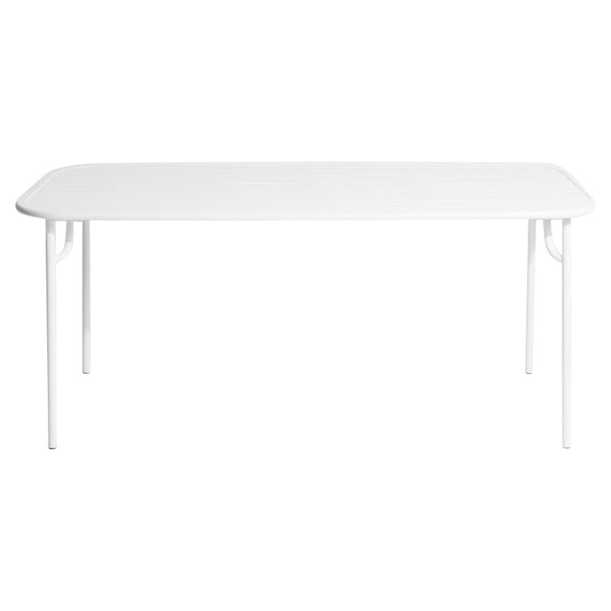 Petite Friture Week-End Medium Rectangular Dining Table in White with Slats For Sale
