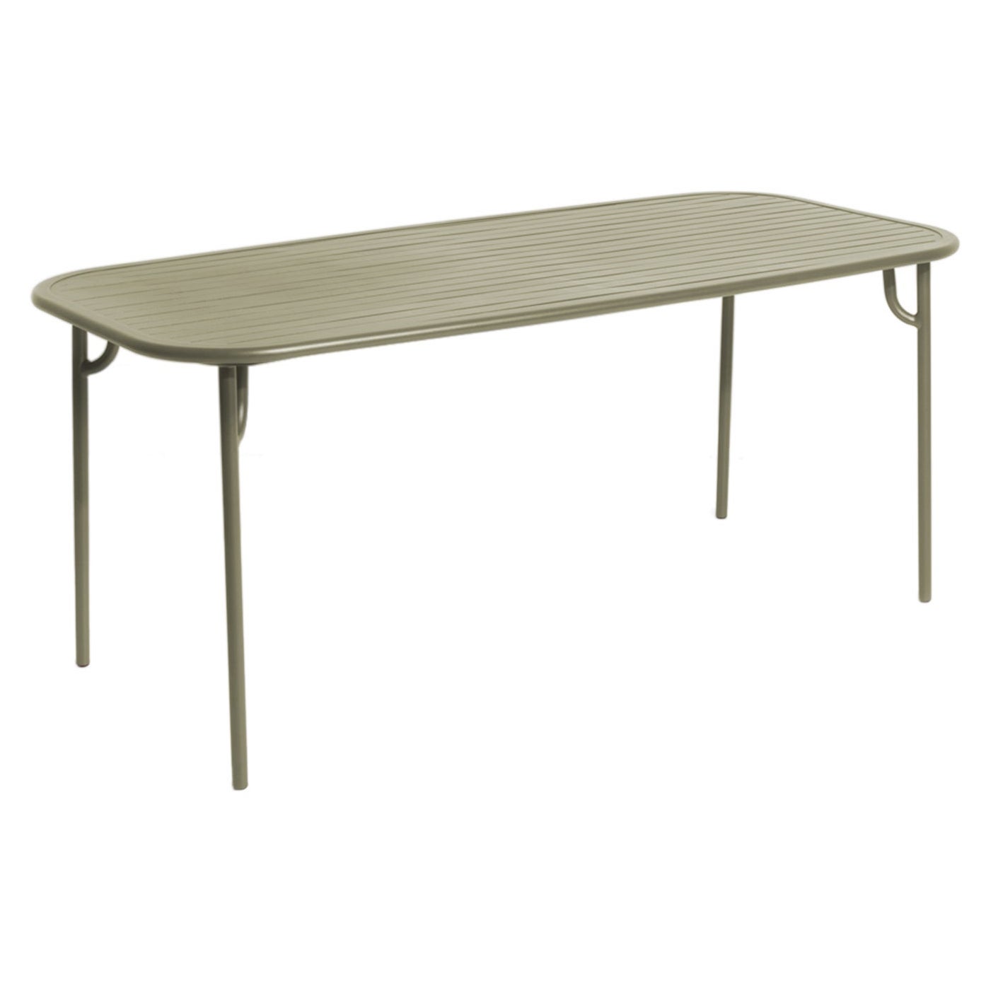 Petite Friture Week-End Medium Rectangular Dining Table in Jade Green with Slats For Sale