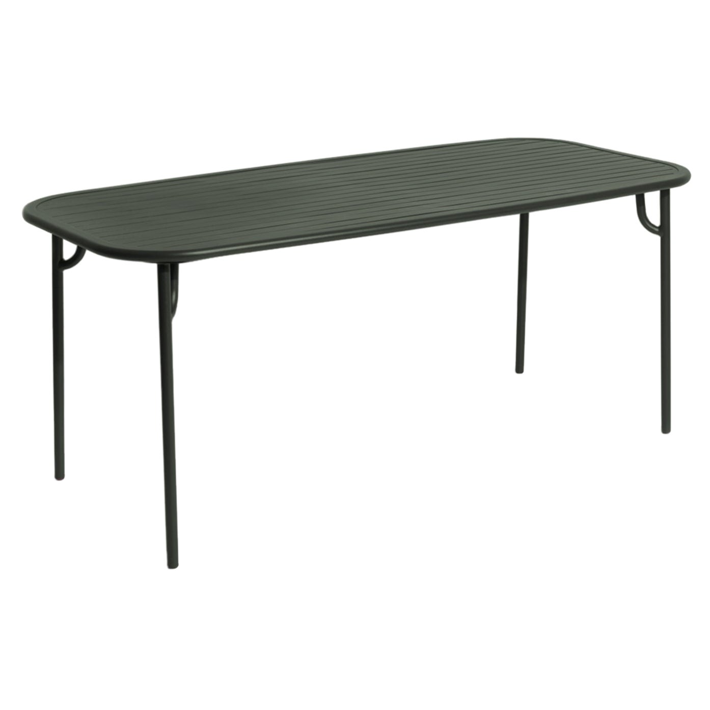 Petite Friture Week-End Medium Rectangular Dining Table in Glass Green w Slats For Sale
