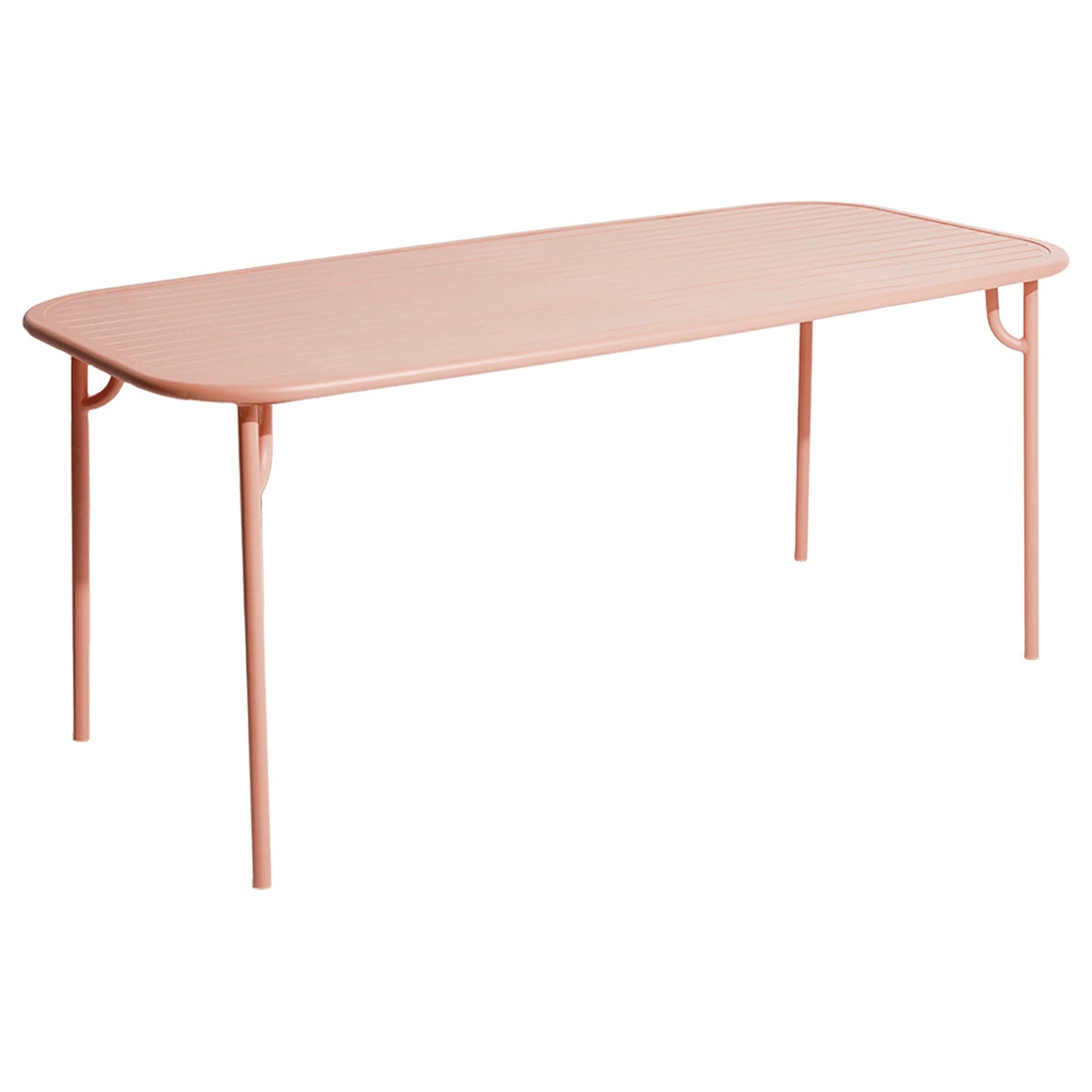 Petite Friture Week-End Medium Rectangular Dining Table in Blush with Slats For Sale