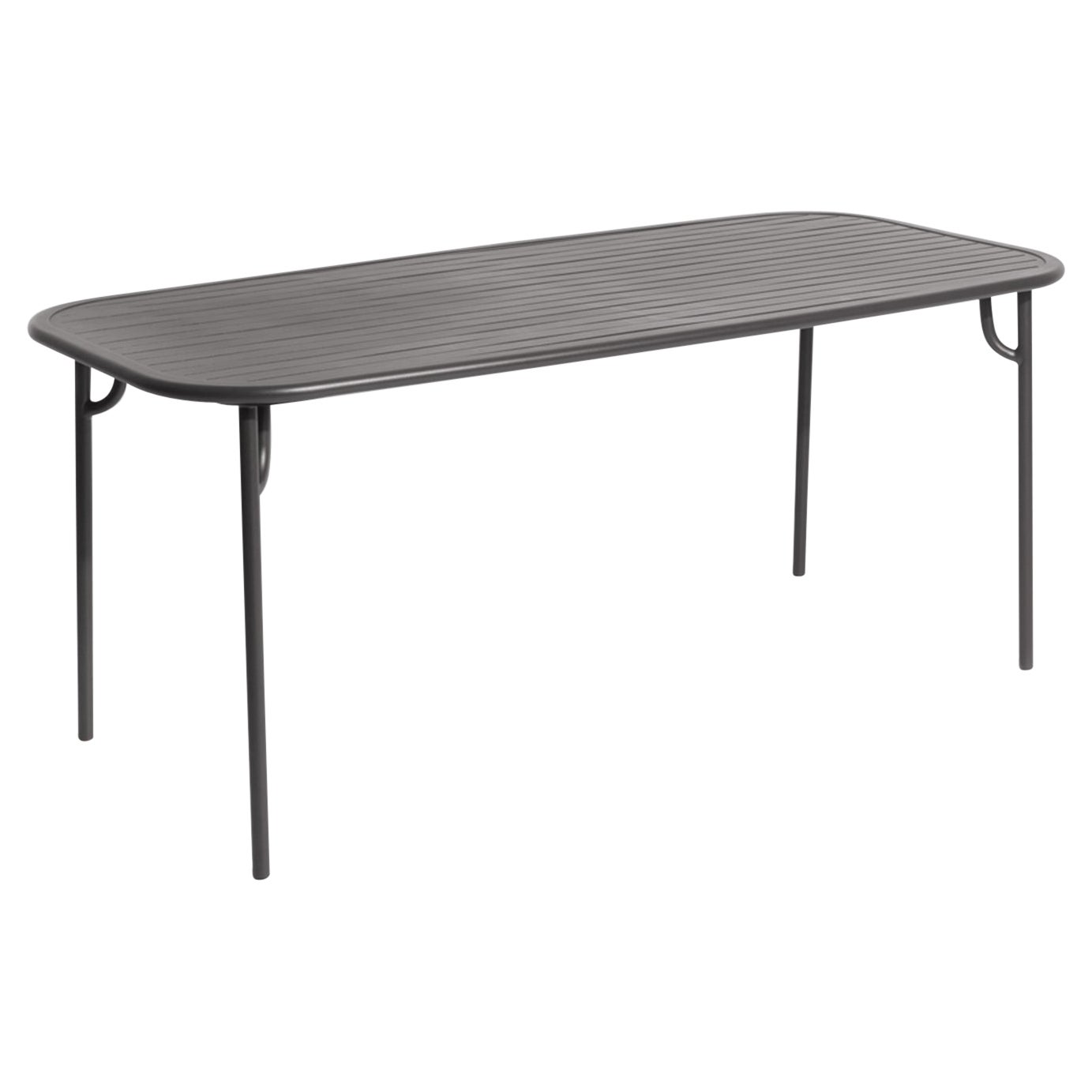 Petite Friture Week-End Medium Rectangular Dining Table in Anthracite with Slats For Sale