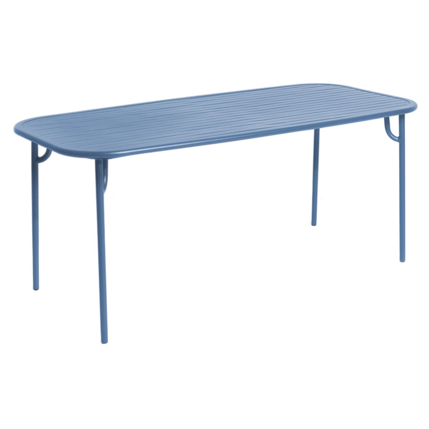 Petite Friture Week-End Medium Rectangular Dining Table in Azur Blue with Slats For Sale