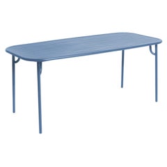 Petite Friture Week-End Medium Rectangular Dining Table in Azur Blue with Slats