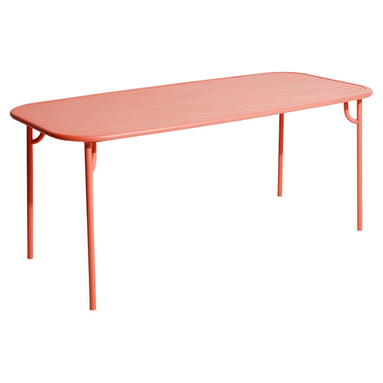 Petite Friture Week-End Medium Rectangular Dining Table in Coral with Slats