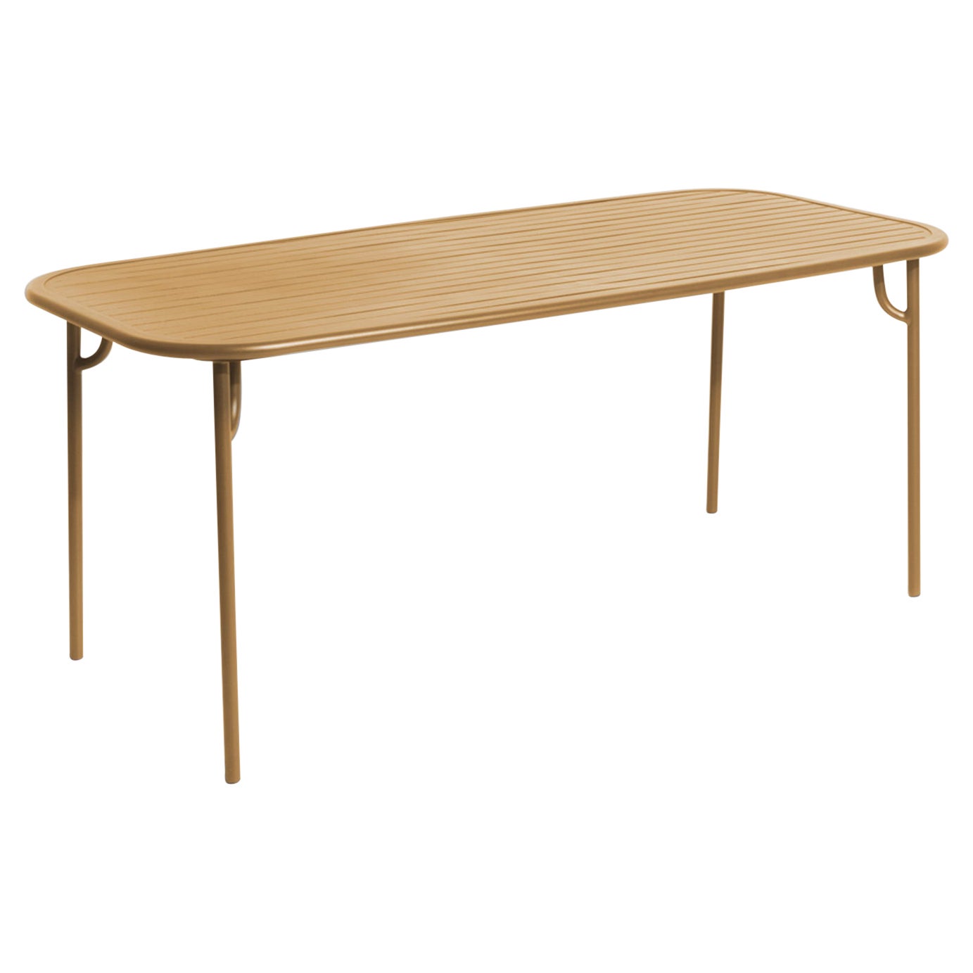 Petite Friture Week-End Medium Rectangular Dining Table in Gold with Slats