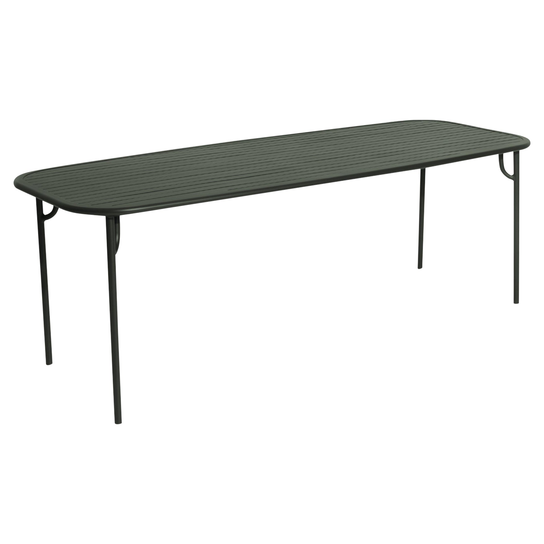 Petite Friture Week-End Large Rectangular Dining Table in Glass Green with Slats For Sale