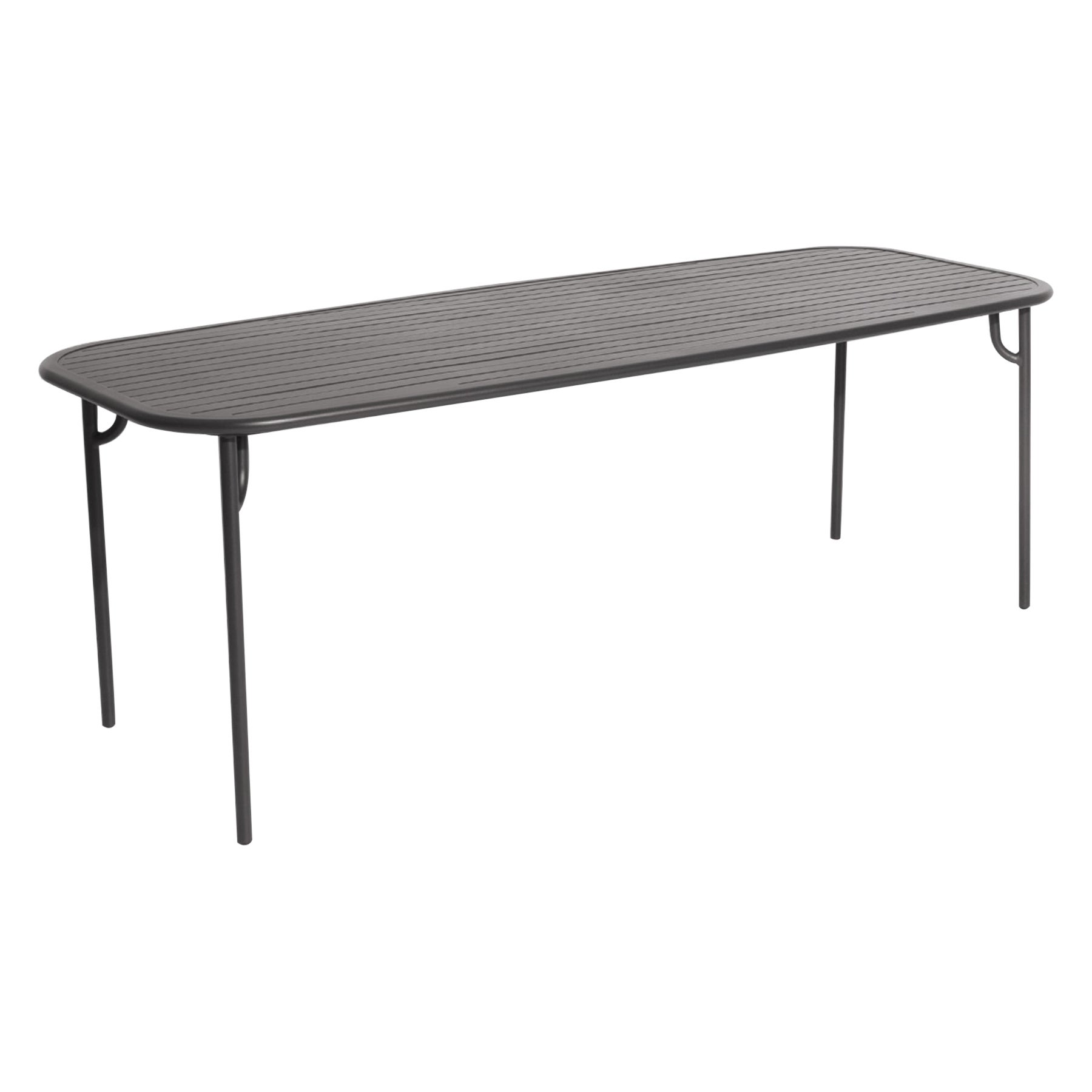 Petite Friture Week-End Large Rectangular Dining Table in Anthracite with Slats For Sale