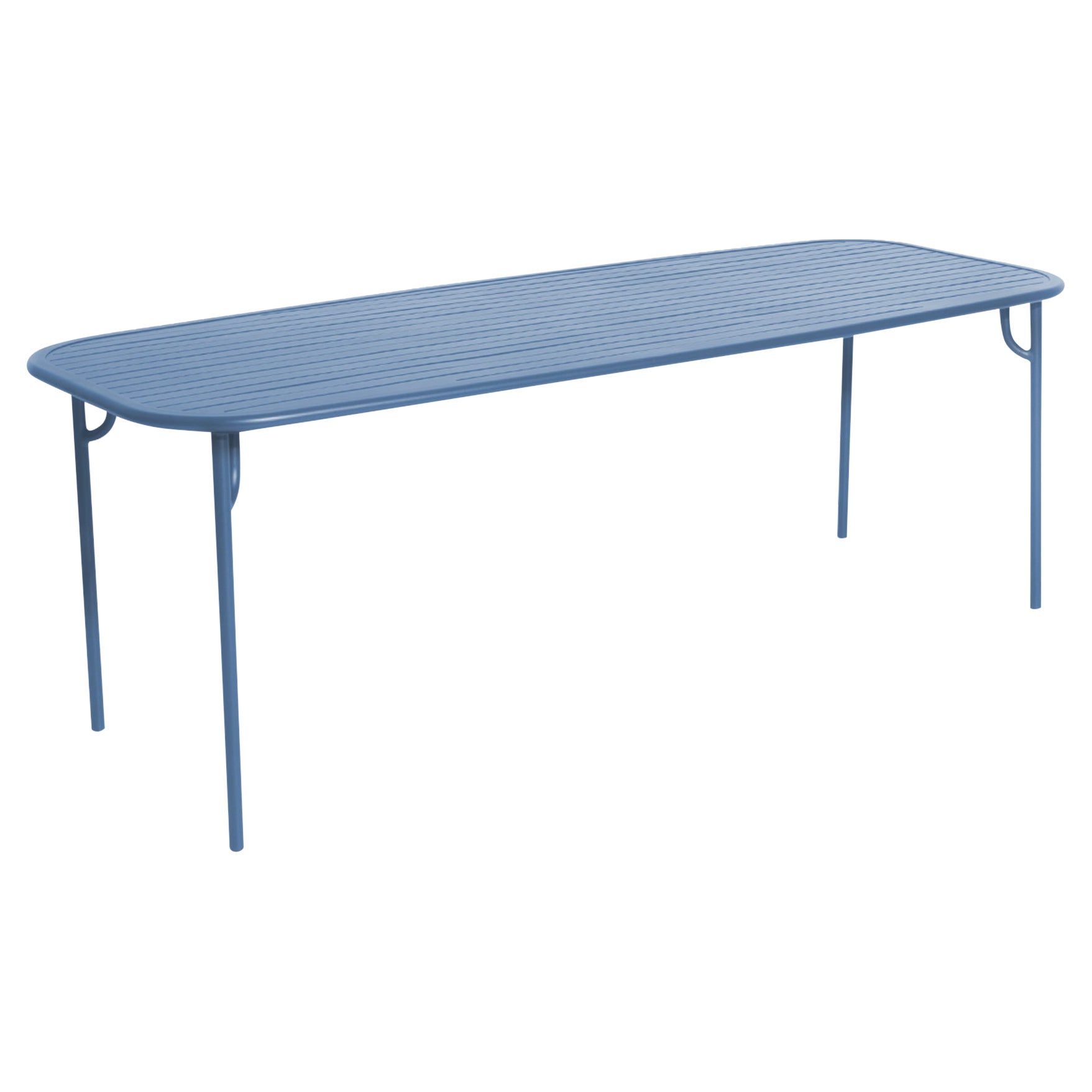 Petite table à manger rectangulaire Week-end de Friture en bleu azur avec ardoises