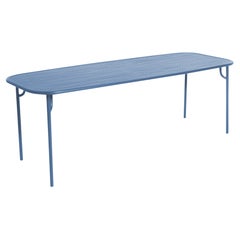 Petite Friture Week-End Large Rectangular Dining Table in Azur Blue with Slats