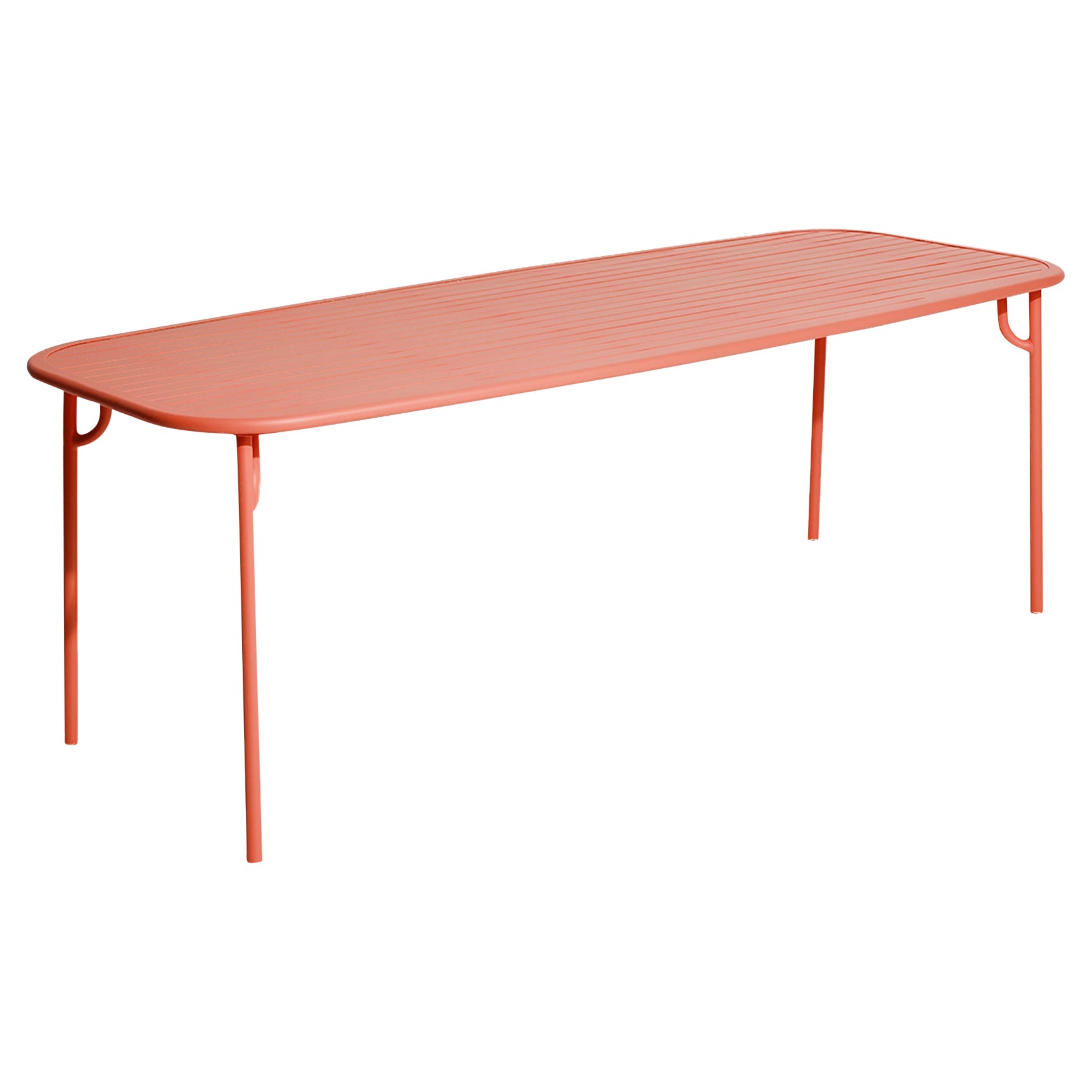 Petite Friture Week-End Large Rectangular Dining Table in Coral with Slats For Sale
