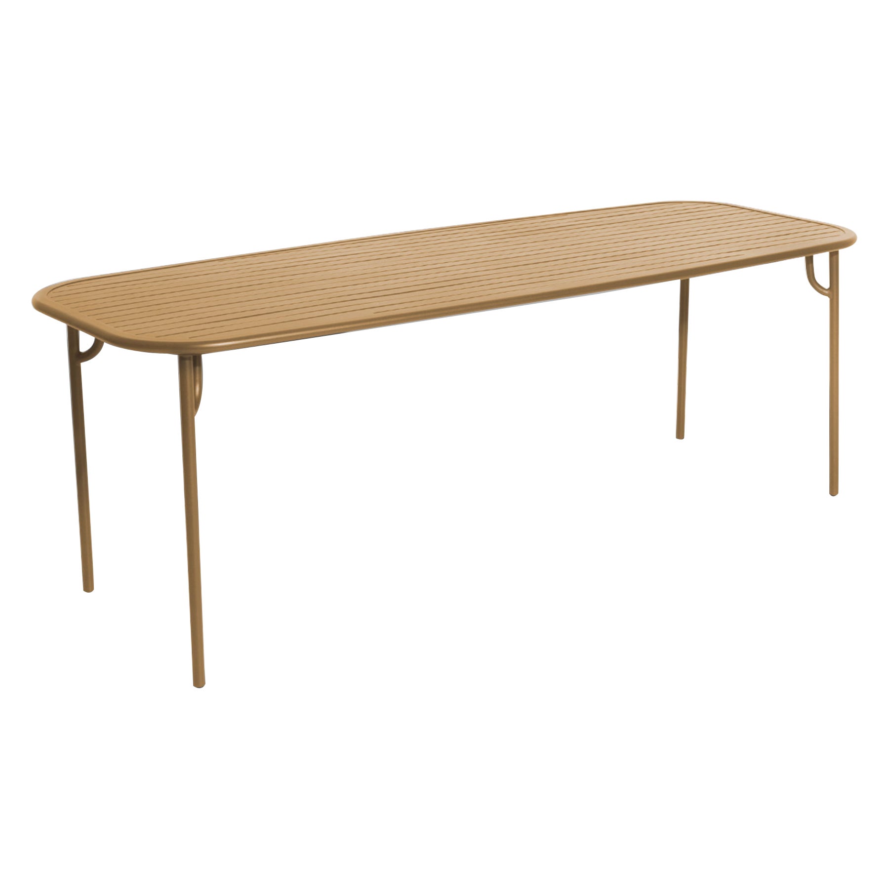 Petite Friture Week-End Large Rectangular Dining Table in Gold with Slats For Sale