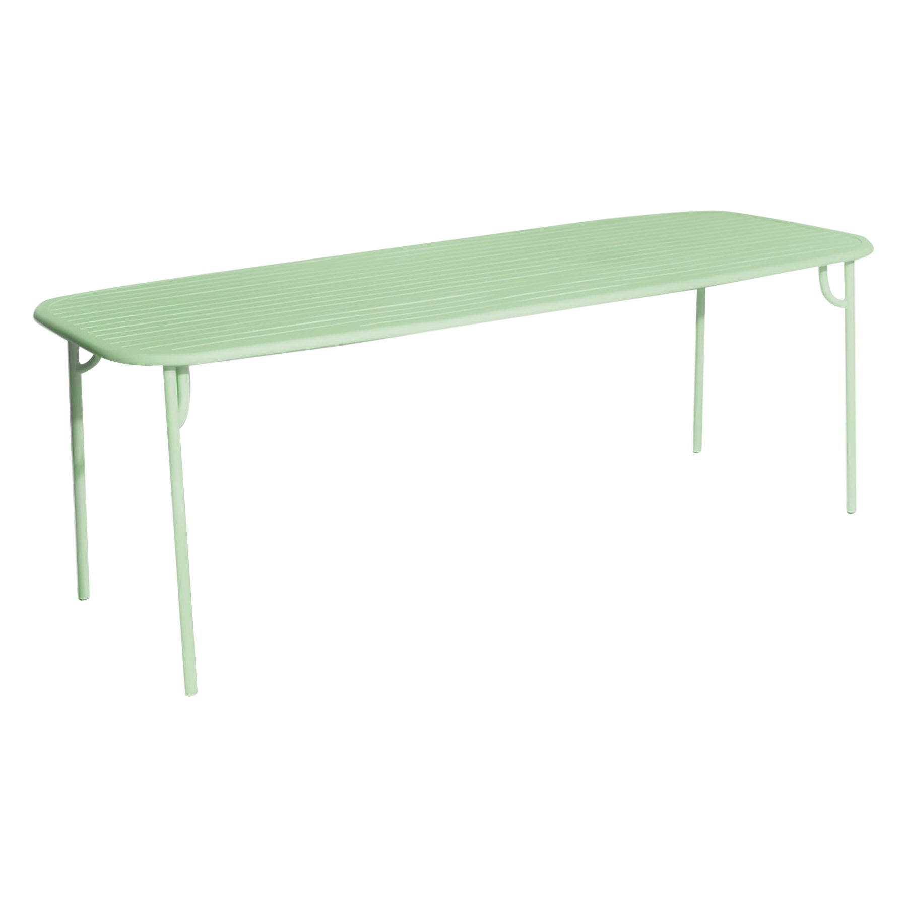 Petite table de salle à manger rectangulaire Friture Week-end en vert pastel avec ardoises 