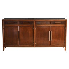 Midcentury Wood Sideboard with Chest of Drawers and Internal Shelves