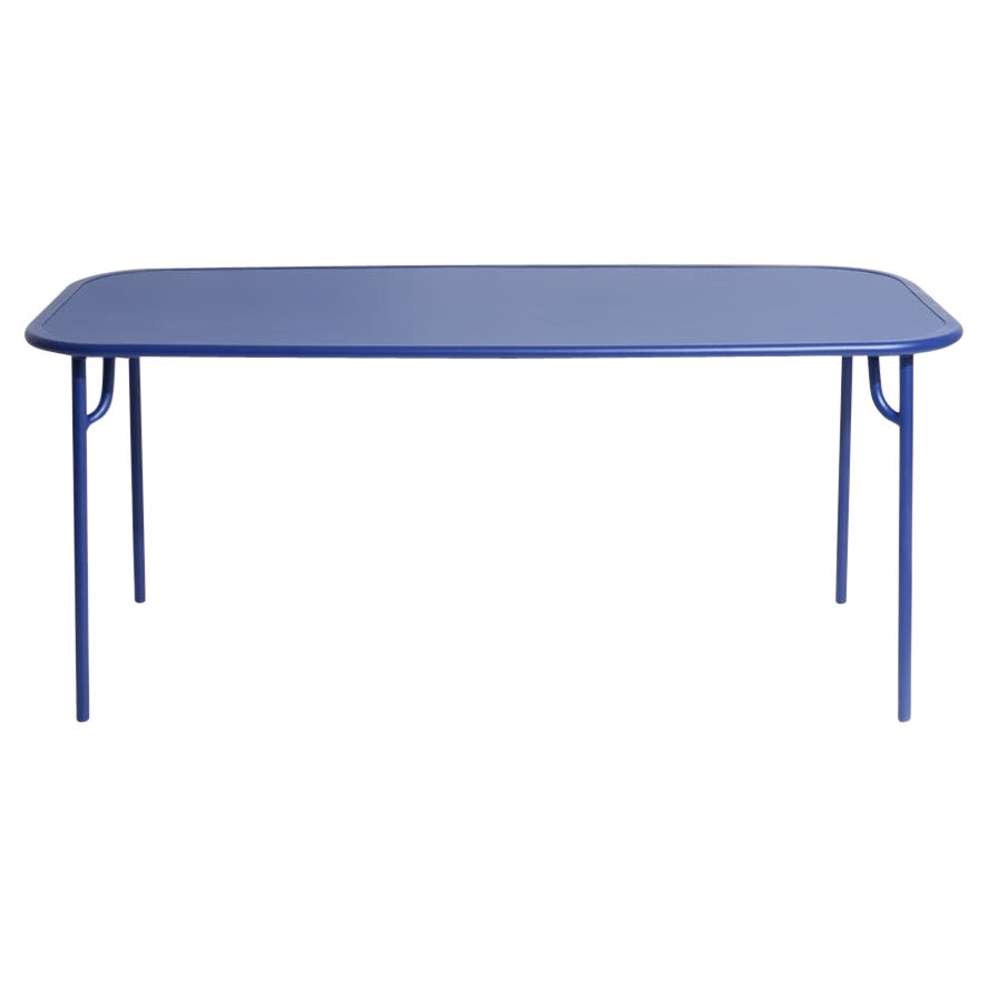 Petite table de salle à manger rectangulaire moyenne Week-end de Friture en aluminium bleu