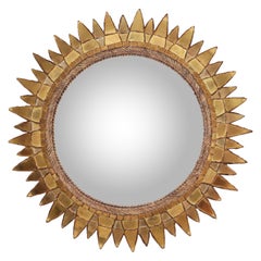 Ligne des années 50 Vautrin 'Soleil À Pointes N.3' Miroir en Talosel doré