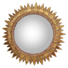 Vintage '50s Line Vautrin 'Soleil À Pointes N.3' Mirror in Gold Talosel